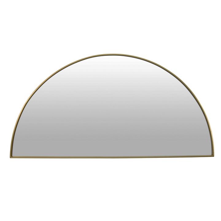 Lima Decorative Wall Mirror, Round Semicircular 30 x 60, Gold Frame - Benzara
