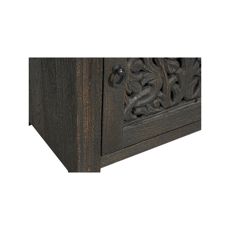 Taran Designs Calista 1-drawer 1-door Floral Carved Solid Wood Nightstand