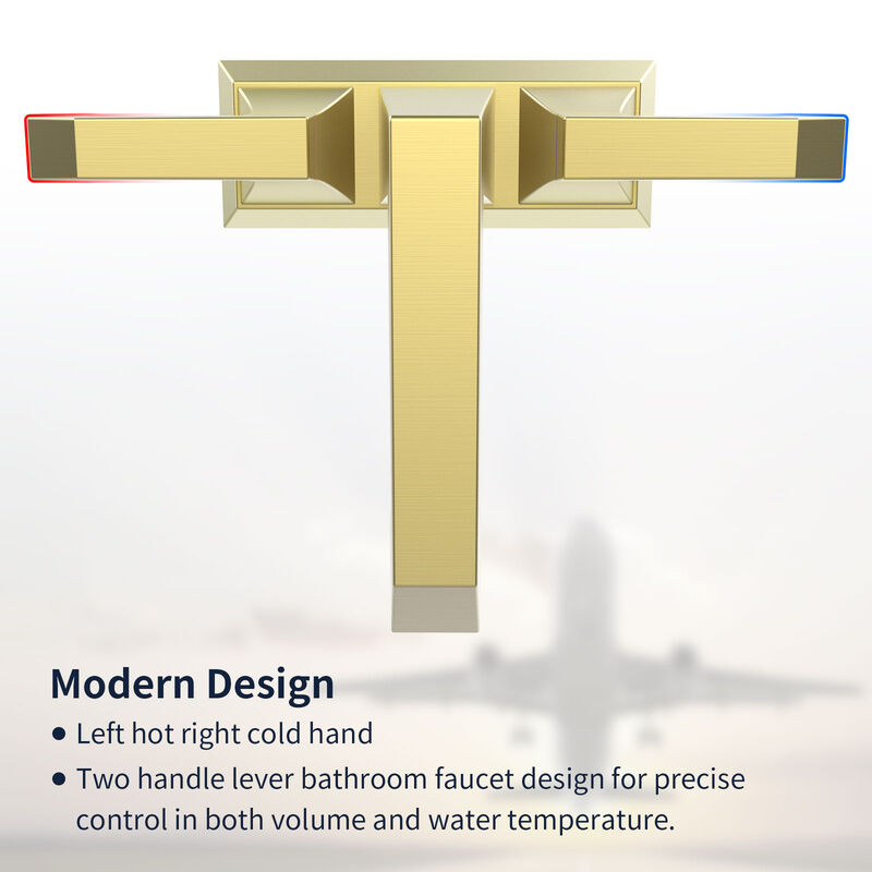 2-Handle Heavy-Duty Bathroom Faucet with Drain & Supply Kits, Modern Deck-Mounted Sink Faucet
