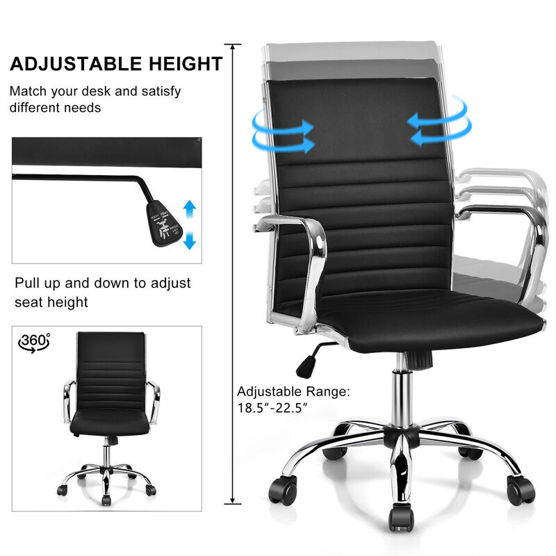 Costway Set of 2 PU Leather Office Chair High Back Conference Task Chair Black