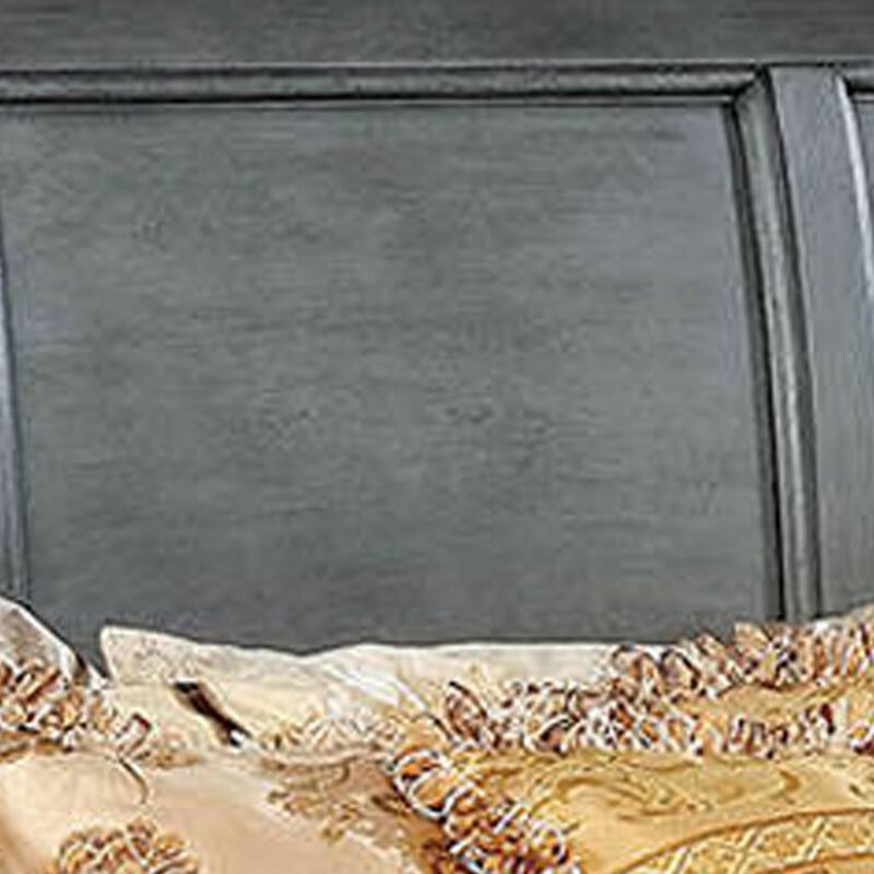 Transitional Eastern King Wooden Bed with Multiple Bottom Drawers, Gray-Benzara