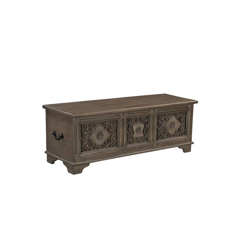 Taran Designs Grayson Carved Solid Wood Storage Ottoman