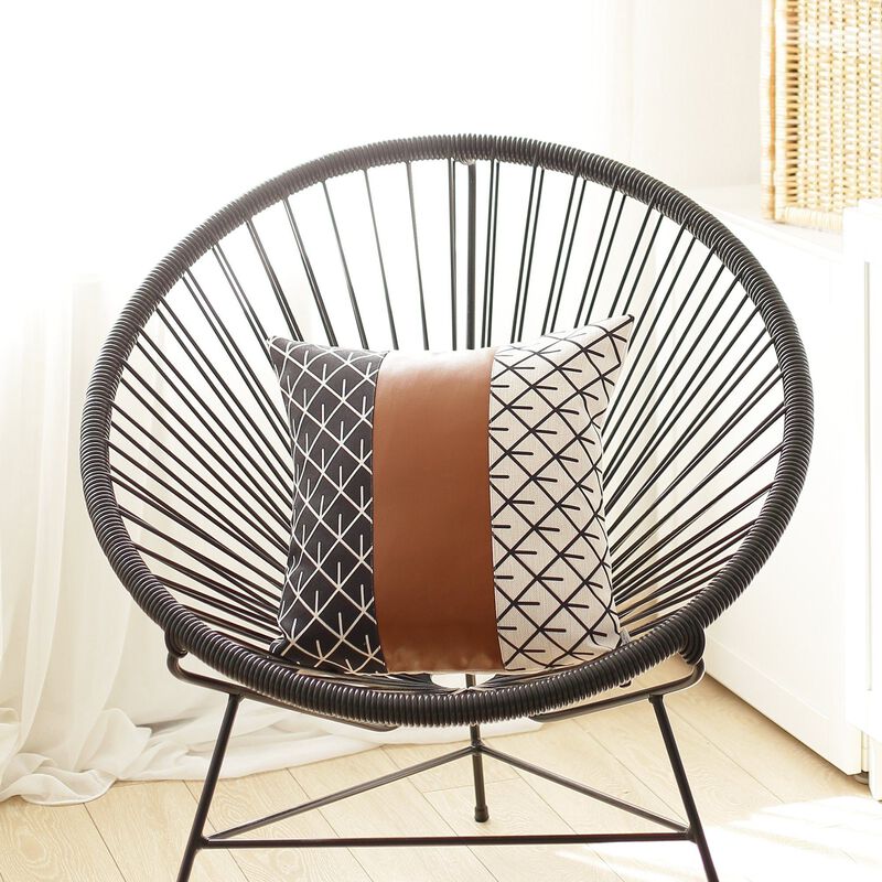 Hivvago Set of 2 Brown Patterned and Solid Throw Pillows