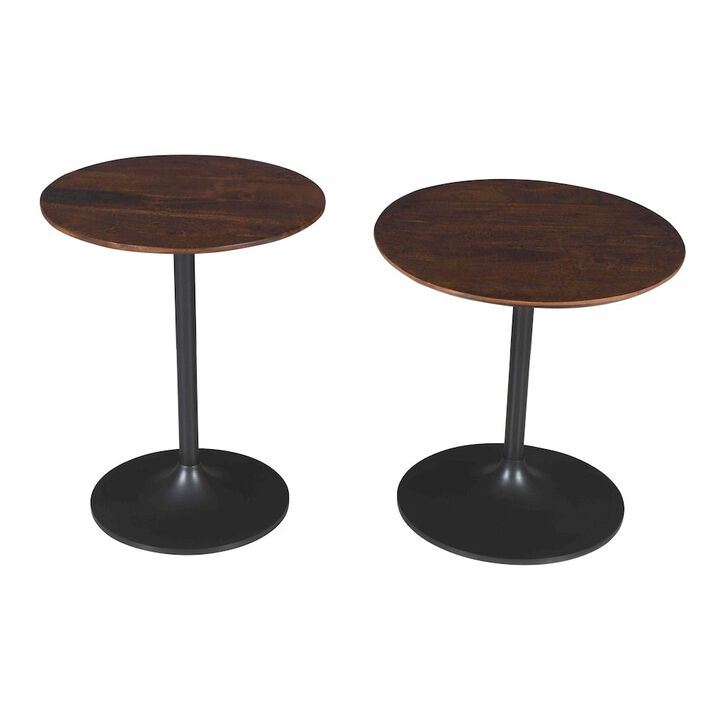 Jofran Remy Solid Wood and Iron Modern Pedestal Accent Tables (Set of 2)
