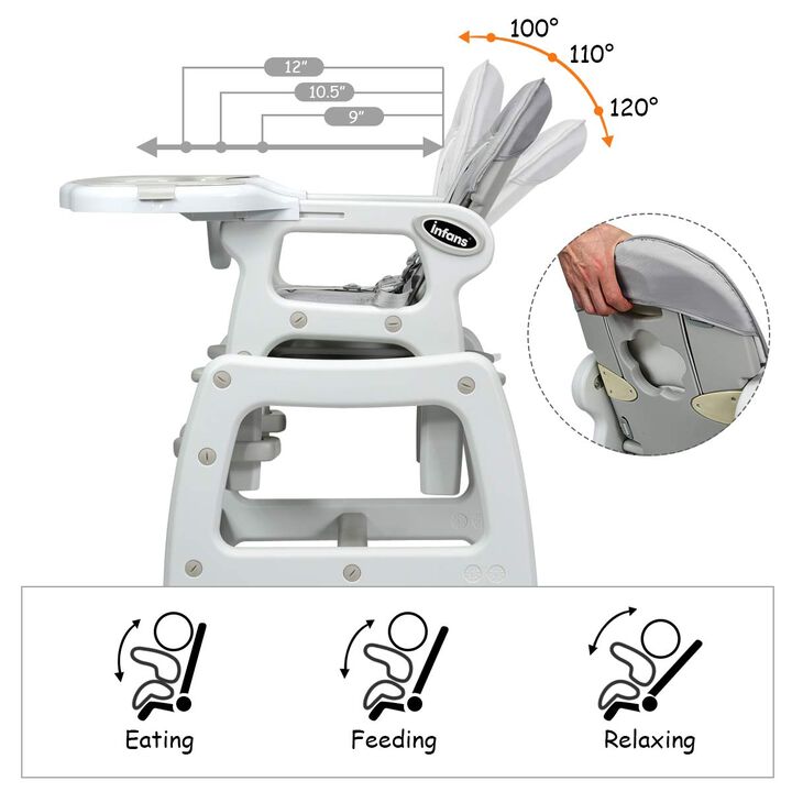 3-in-1 Baby High Chair with Lockable Universal Wheels