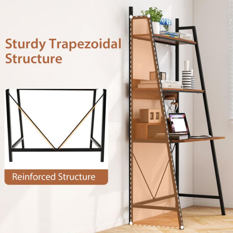 Hivvago 71â€ High Freestanding Laptop Desk with Open Shelves for Living Room Bedroom Study-Brown