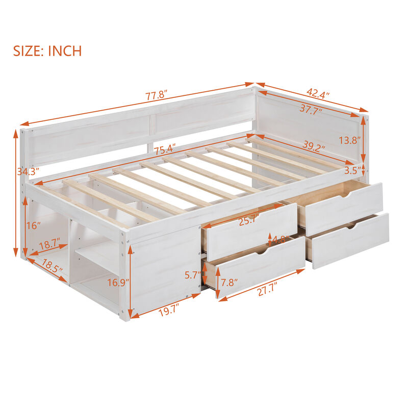 Merax Daybed with Drawers and Shelves