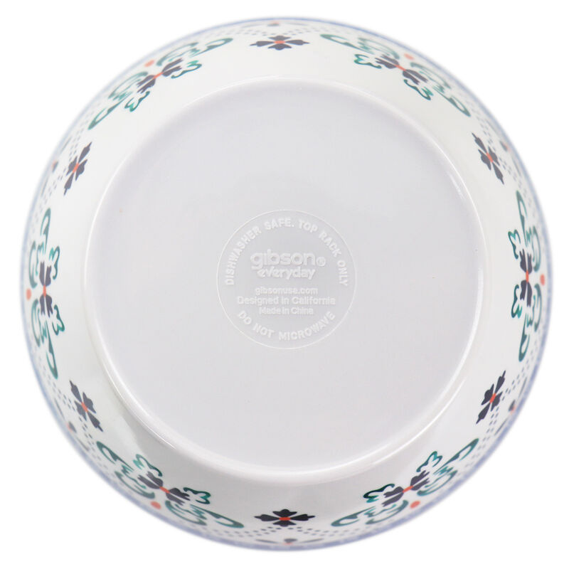Gibson Everyday Alhambra Blues 12 Piece Melamine Dinnerware Set in Blue and White