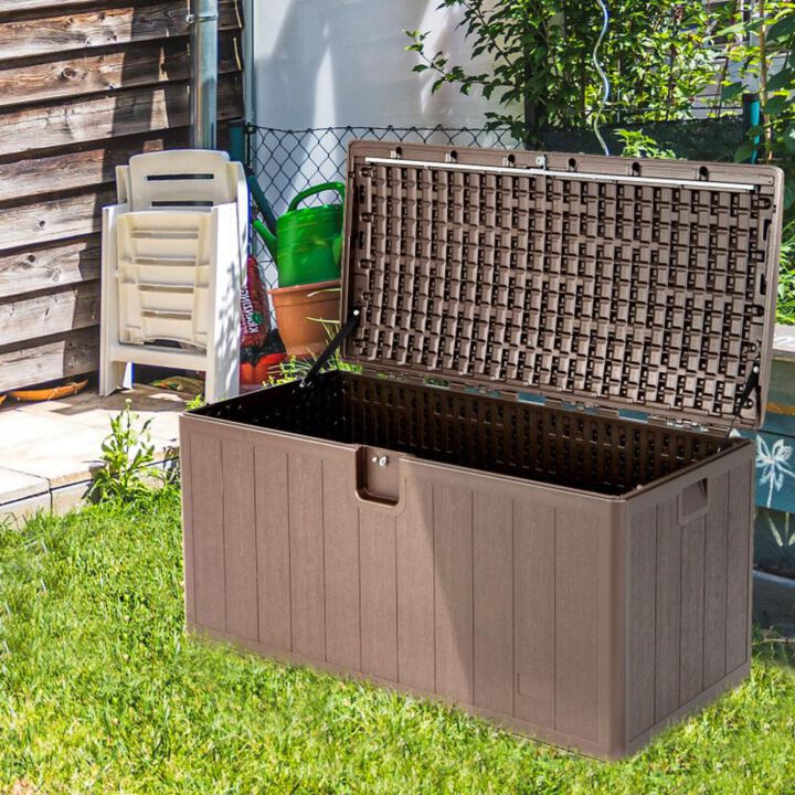 Hivvago 105 Gallon All Weather Large Deck Box Lockable Storage Container