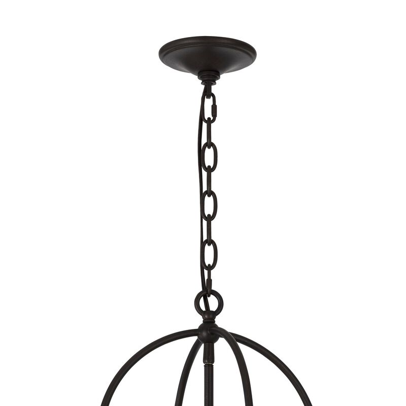 Acia 12 Inch Chandelier, Distressed Brown Organza Shade, Wood, Metal - Benzara