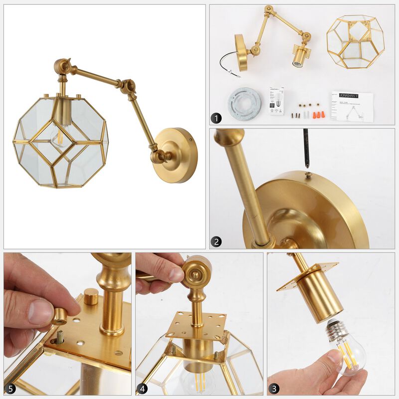 Honeycomb 1-Light Modern Contemporary Arm-Adjustable Iron/Glass LED Sconce
