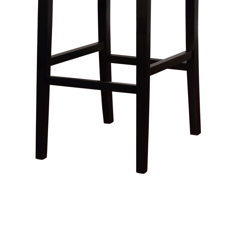 Wooden Bar Stool with Nailhead Trim Detailing, Black and White - Benzara
