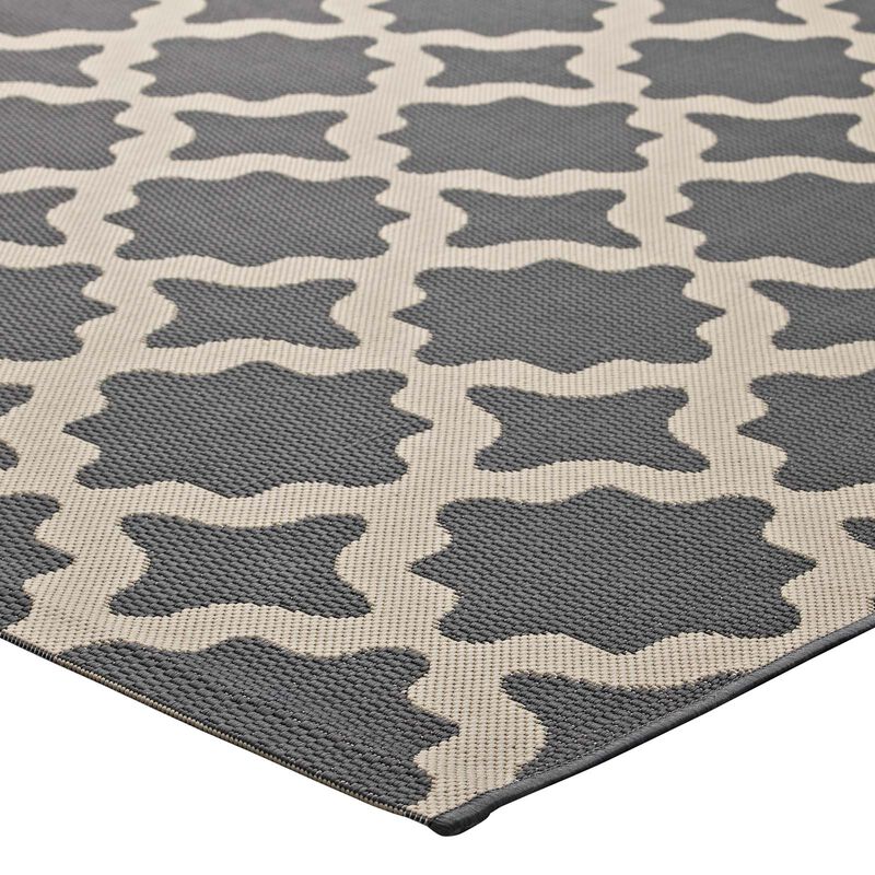 Cerelia Moroccan Trellis 5x8 Indoor and Outdoor Area Rug - Gray and Beige
