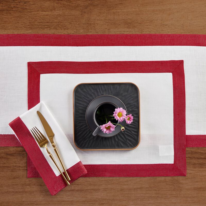 Solino Home 100% Pure Linen 14 x 19 Inch Placemats Set of 4 | Festive Edge