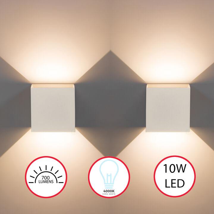 Modern Wall Sconce LED Waterproof Wall Lamp Aluminum with Adjustable Beam 10-Watt 4000K Cool White Indoor Outdoor for Bathroom Bedroom Corridor Living Room Stairs and Garden, Black Set of 4 Modern Wall Sconce LED Waterproof Wall Lamp Aluminum with Adjustable Beam 10-Watt 4000K Cool White Indoor Outdoor for Bathroom Bedroom Corridor Living Room Stairs and Garden, Black Set of 4