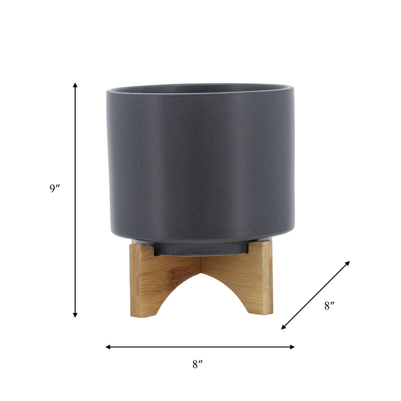8" Planter W/ Wood Stand