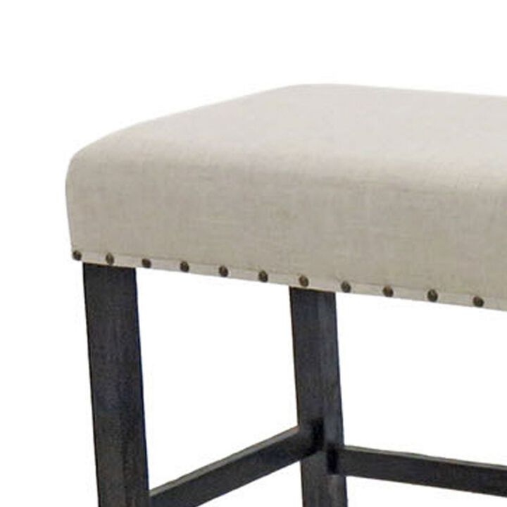 Sania II Rustic Counter Ht. Bench, Antique Black Finish-Benzara