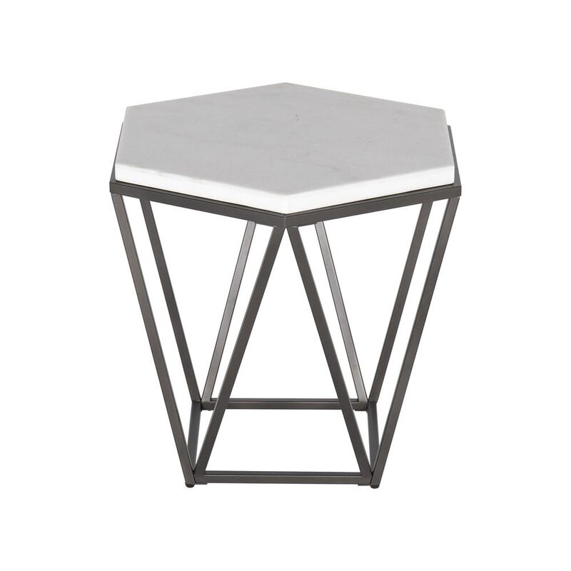 Corvus White Marble Top End Table
