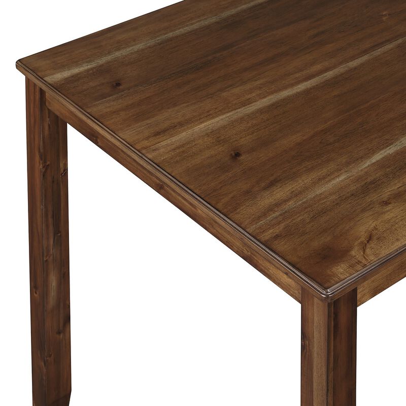 Timothy 5 Piece Counter Height Dining Table and Chairs, Square, Brown Wood - Benzara