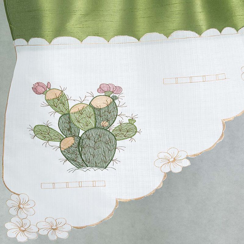 RT Designer's Collection 3 Piece Set Adds Charm Any Kitchen Decor Monarch Cactus Kitchen Curtain 52" x 18" Sage