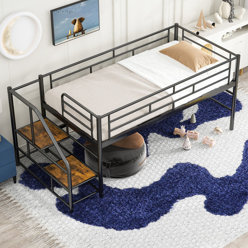 Merax Mid Loft Bed with Storage Stairs