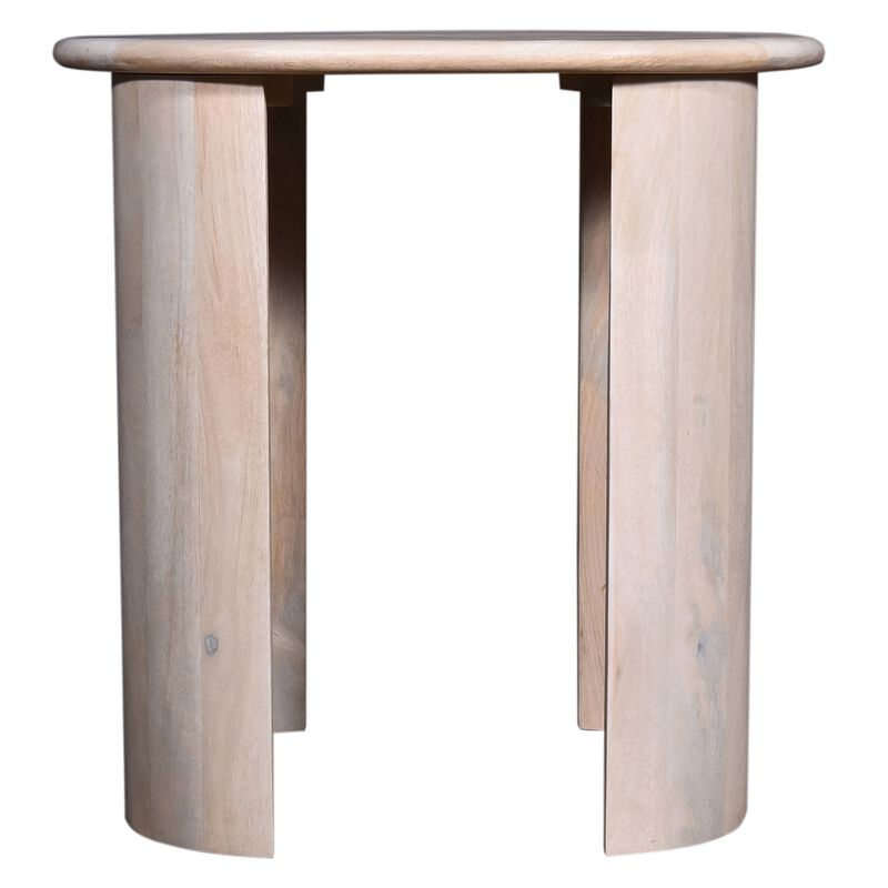 Kipp Side End Table, 24 Inch Rounded Oblong Top, White Solid Mango Wood - Benzara