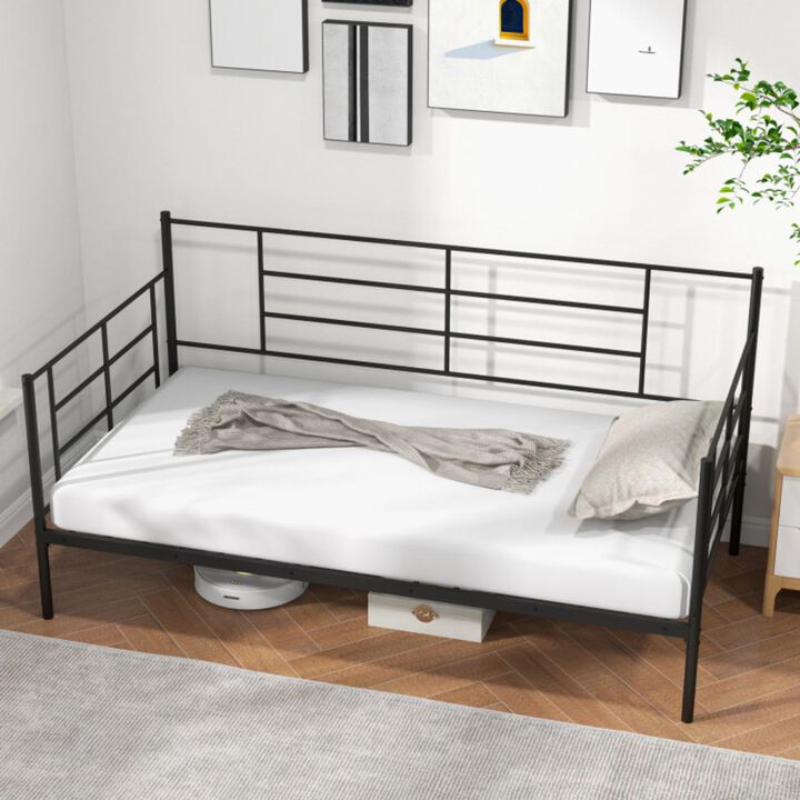 Hivvago Twin Size Metal Daybed Sofa Bed Frame with Armrests and Backrest