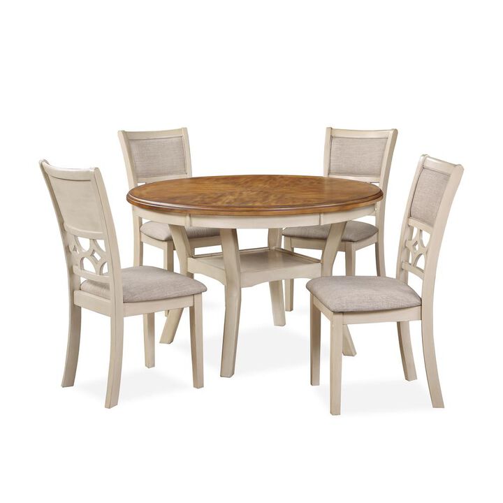 New Classic Furniture Furniture Mitchell Solid Wood 5Pc Dining Set in White/Brown Bisque