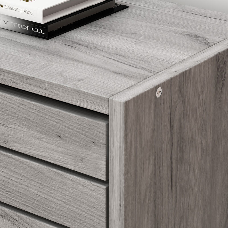 22.4 in. W x 29.5 in. H Gray Wood Louver Door Shoe Storage Cabinet with 2-Drawers for Entryway Hallway