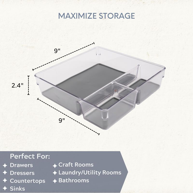 3 Compartment Acrylic Organizer Tray