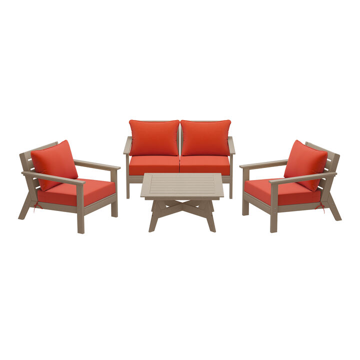 WestinTrends Outdoor 5-Piece Modular Sectional Patio Furniture Sofa Set