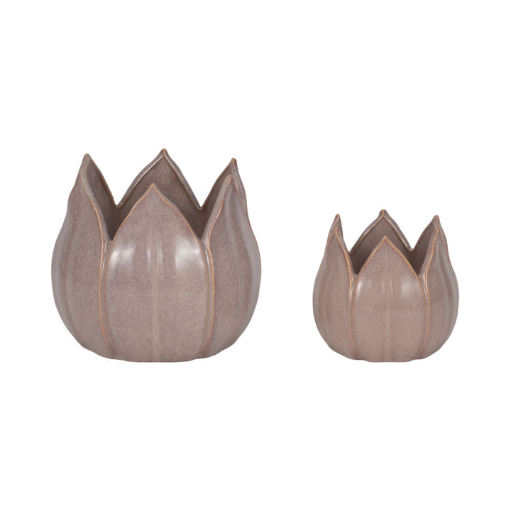 S/2 Purple Stone Petal Plntrs