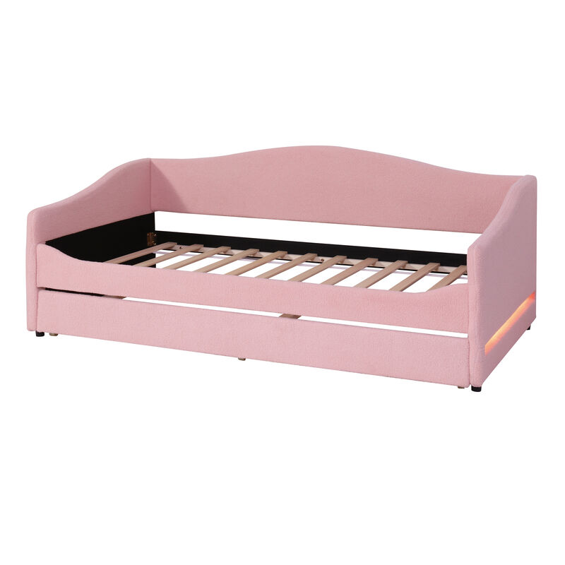 Merax Teddy Fleece Upholstered Daybed with Trundle