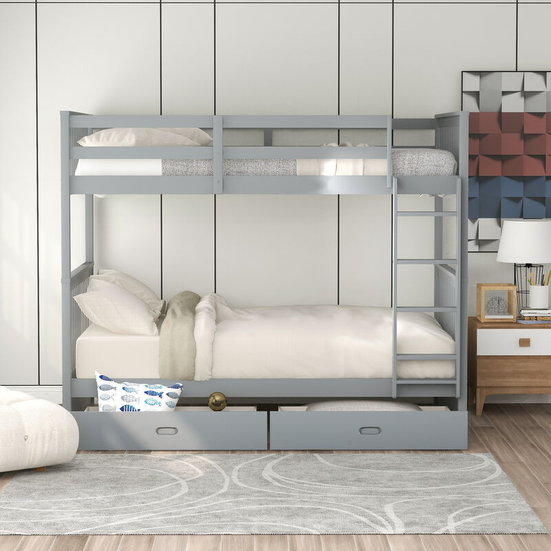 Merax Bunk Bed with Ladders and 2 Storage Drawers