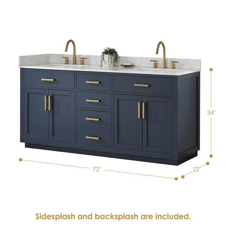 Altair 72 Double Bathroom Vanity in Royal Blue with Mirror