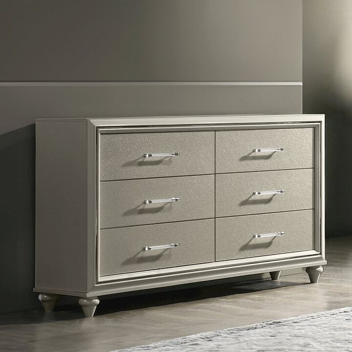 New Classic Furniture Lumina Wood 6-Drawer Dresser in Silver
