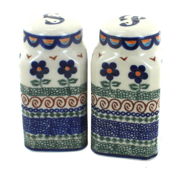 Blue Rose Polish Pottery Large Salt & Pepper Shakers