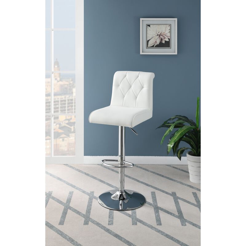 Modern White Faux Leather Barstool Set-2