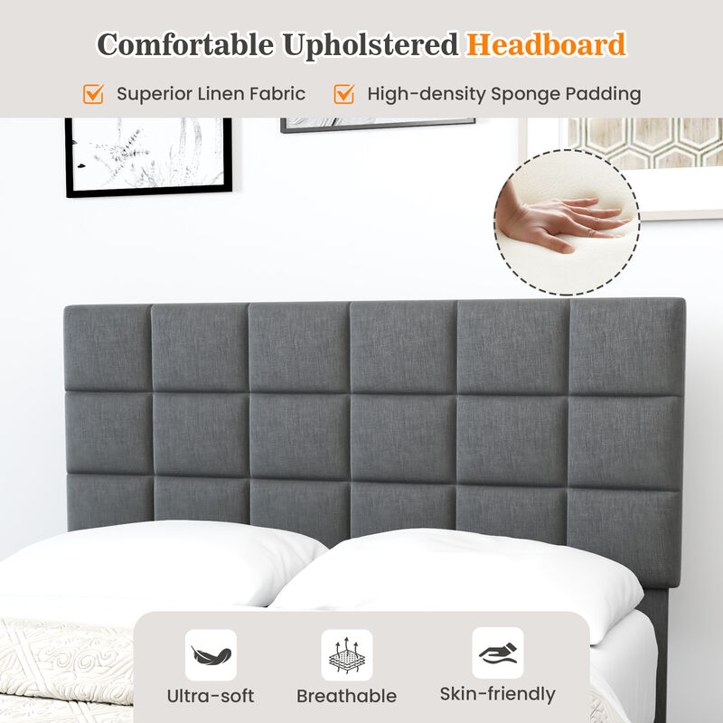 Modern Linen Bed Frame with Adjustable Headboard for Customizable Comfort and Stylish Bedroom Design