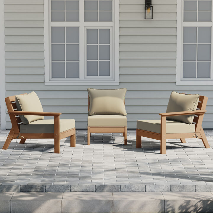 WestinTrends Outdoor Patio HDPE Sectional Sofa with Patio Cushions