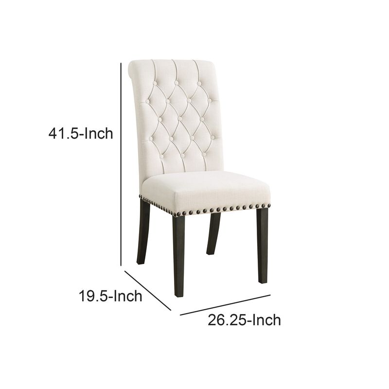 Chic Wooden Dining Side Chair, Beige, Set of 2-Benzara