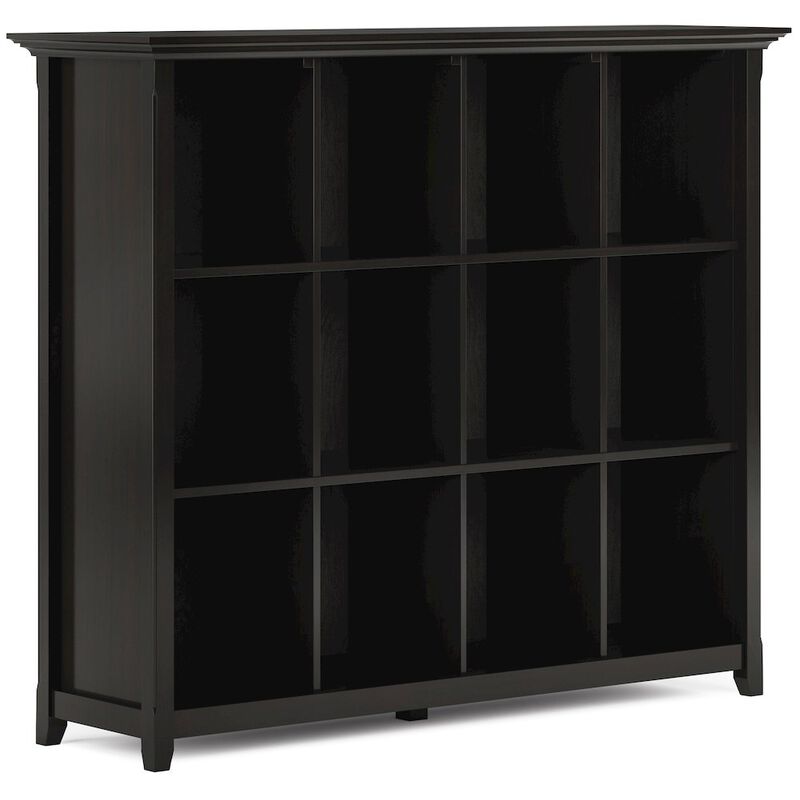 Simpli Home Amherst Solid Wood 12 Cube Storage Bookcase In Hickory Brown
