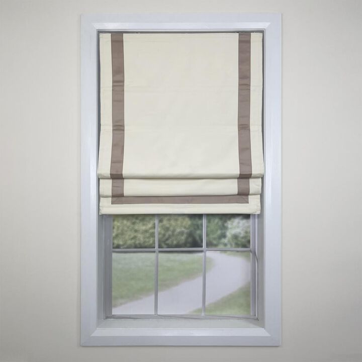 Versailles Valentina Cordless Roman Blackout Shades For Windows Insides/Outside Mount 32" x 63" Taupe