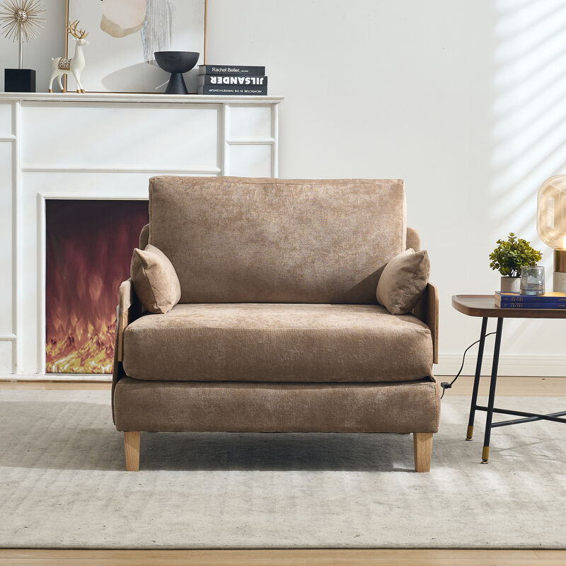 Merax Foldable Chenille Sofa Chair Convertible Futon Sleeper