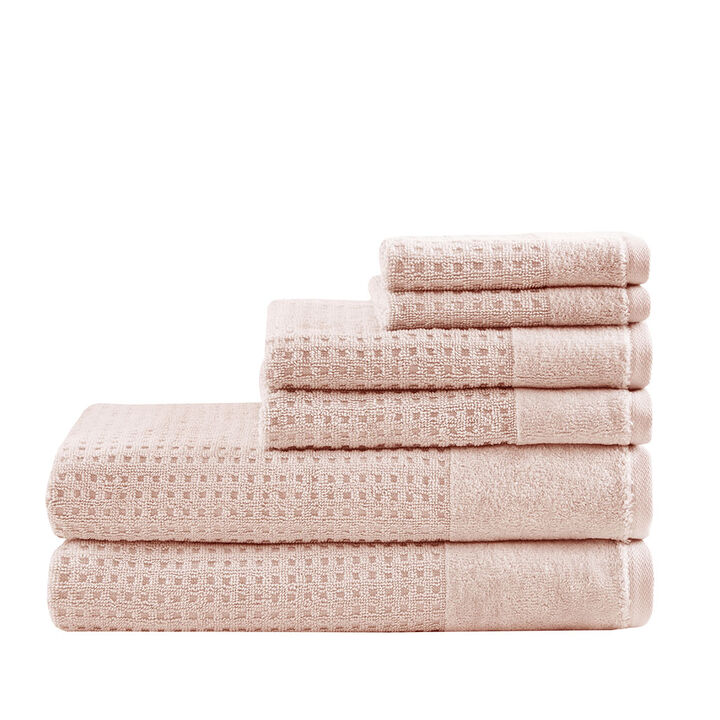 Gracie Mills Dionne Cotton Waffle Jacquard Antimicrobial Bath Towel 6 Piece Set