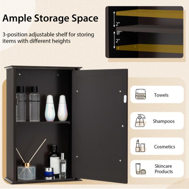 Hivvago Bathroom Wall Cabinet with Single Mirror Door and Adjustable Shelf