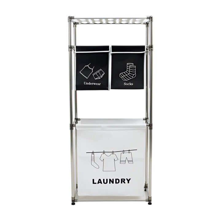 3-Tier Laundry Hamper with 4 Removable Bags Clothes Organizer for Sorting and Storage
