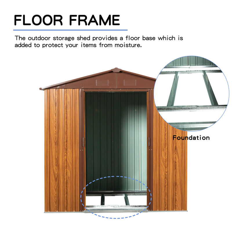 6x6 Metal Storage Shed with Wood Grain Horizontal Siding