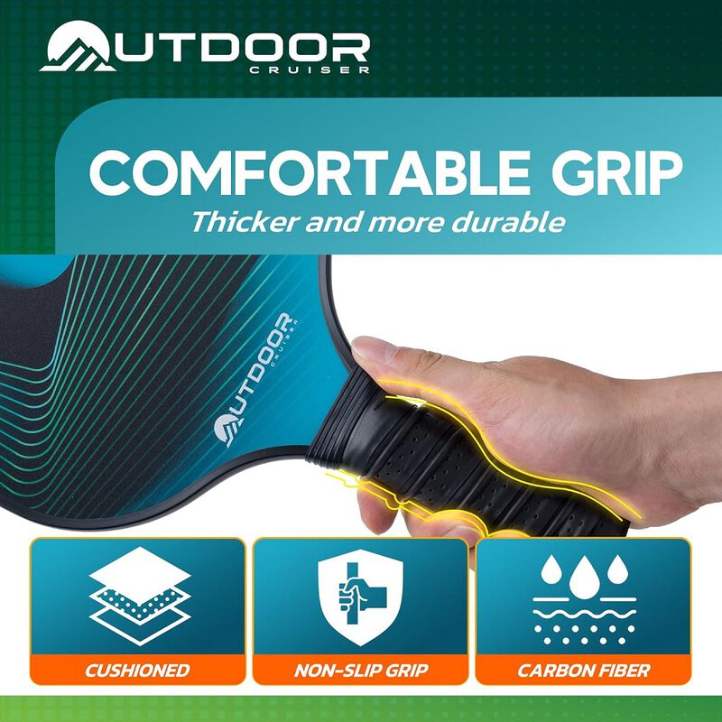 Outdoor Cruiser Pickleball Paddle Set – USAPA Approved, Premium Fiberglass Paddles with Lightweight Shock-Absorbing Grip, Includes 2 Rackets, 4 Balls, Grip Tapes, and Sling Carry Bag