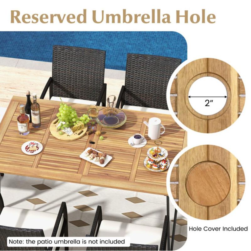 Hivvago 7 Pieces Patio Dining Set with Acacia Wood Dining Table for Porch Backyard Garden Poolside